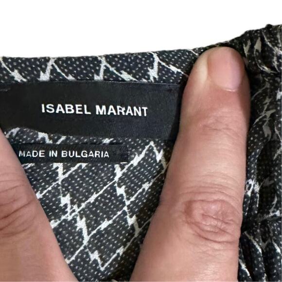 Isabel Marant Blouse Black Silk Sheer Ruffle Hem 3/4 sleeve - Picture 4 of 7